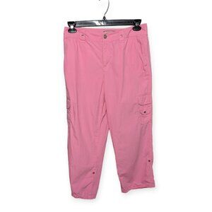 Caribbean Joe Pink Cropped Cargo Pants with Adjustable Length Size 8
